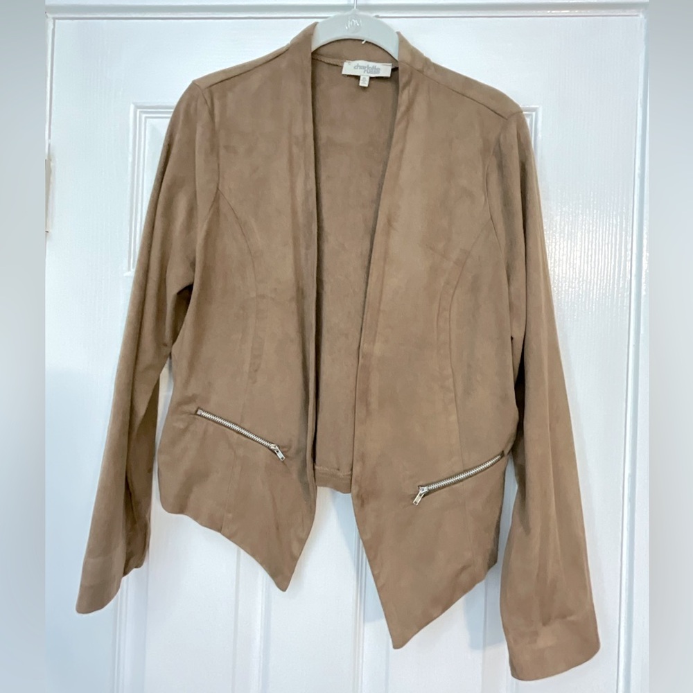 Suede Collarless Blazer